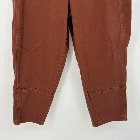 QUINCE organic stretch cotton twill barrel Rust Wide-Leg Pant Sz 16 office - Picture 5 of 11